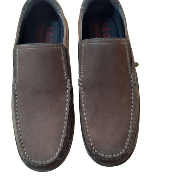 Izod Mens Memory Foam Leather Casual Slip On Shoes Brown Size 10M - Picture 1 of 4